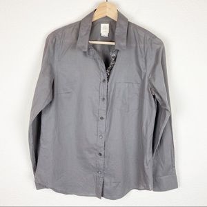 J. Crew The Boy Shirt Gray Embellished Jeweled 6